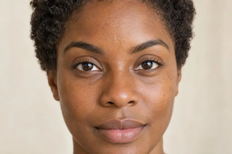 Close do rosto de uma mulher negra, com o olhar em destaque